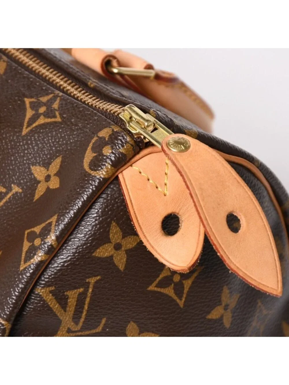 Louis Vuitton Speedy 25 Handbag Monogram Leather Brown Gold